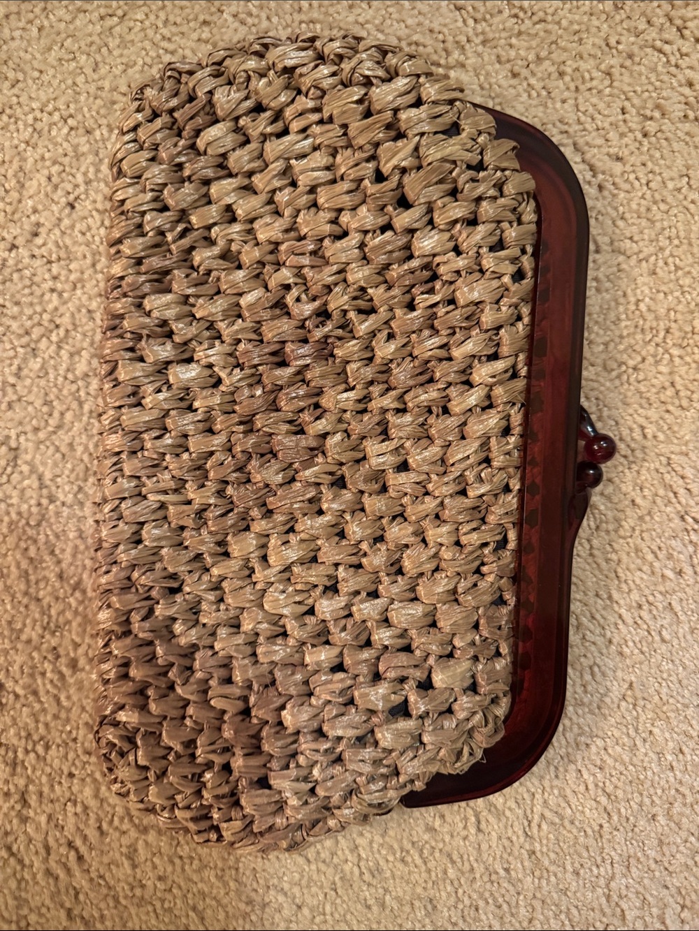 Woven Straw Clutch Bag in Tan